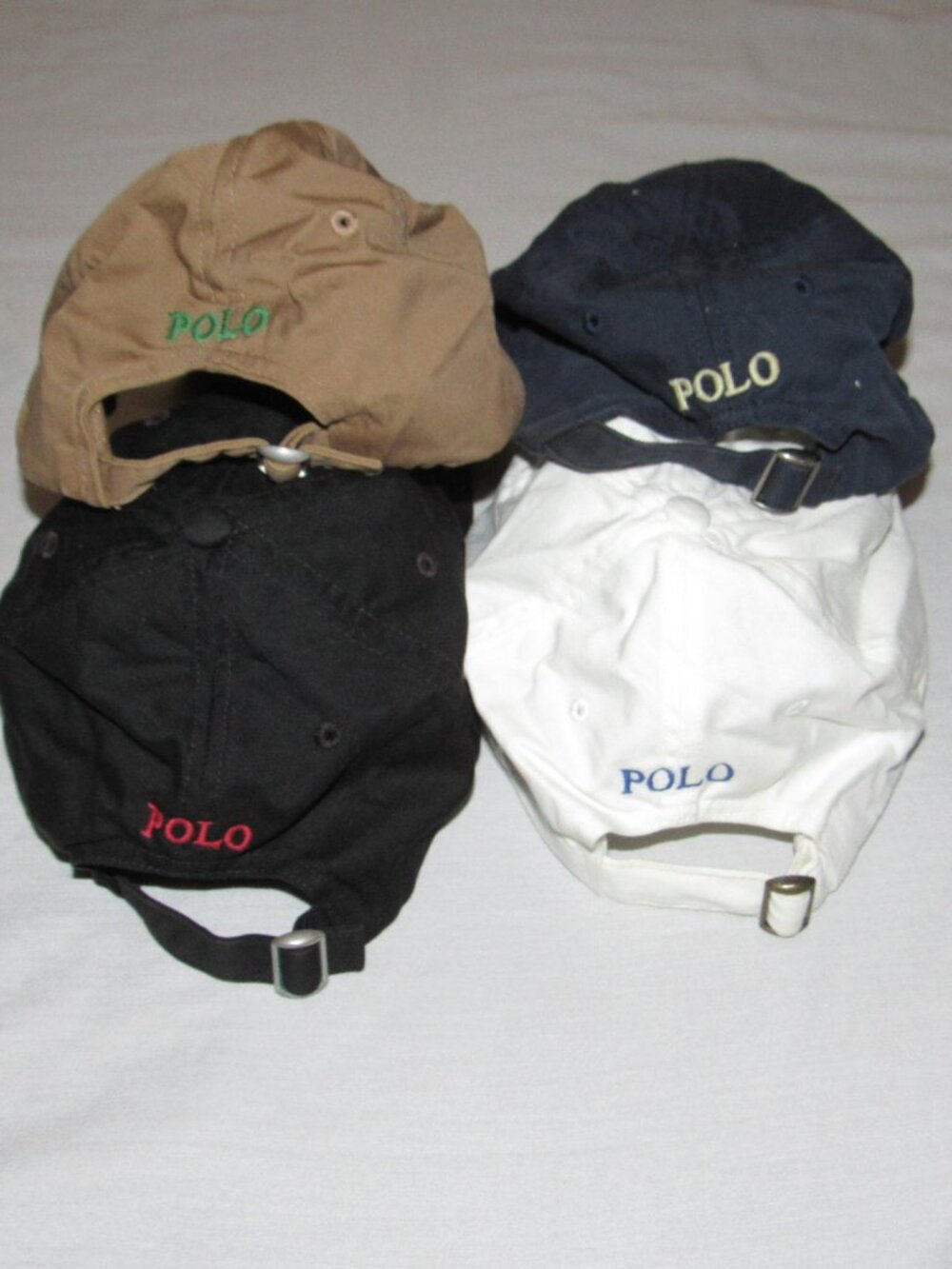 Lot of 4 Polo Ralph Lauren Classic Dad Baseball Caps Hat White Black Blue Tan - Picture 2 of 6